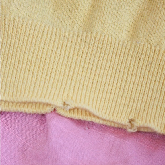 VTG 80s/90s Pringle Sports Yellow Wool Crew Neck Sweater - Picture 10 of 10